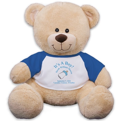 Oso de peluche personalizado para bebé niño - 28 cm