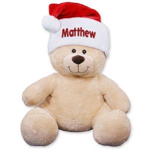 Gorro de Papá Noel bordado con forma de osito de peluche - 17"