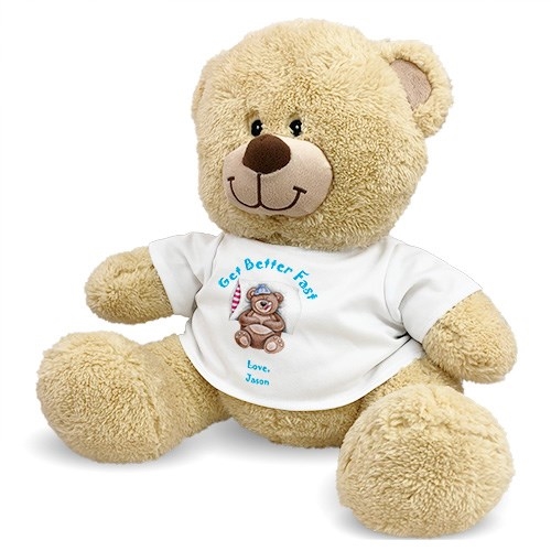 Oso de peluche personalizado "Mejórate pronto" (oso de peluche de 28 cm)