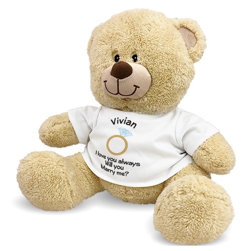 Oso de peluche personalizado "¿Te casarías conmigo?" (Oso de peluche de 28 cm)