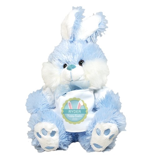 Personalized Bunny Ears Blue Easter Bunny - 10" (17 inch teddy)