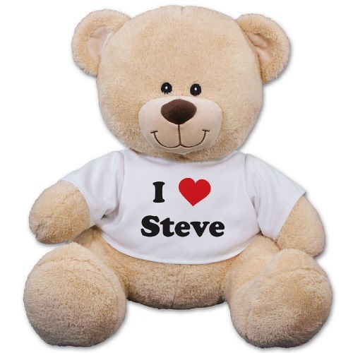 Oso de peluche personalizado "Te quiero" (oso de peluche de 28 cm)