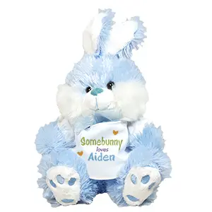 Conejito azul personalizado Somebunny Loves Me - 10 "