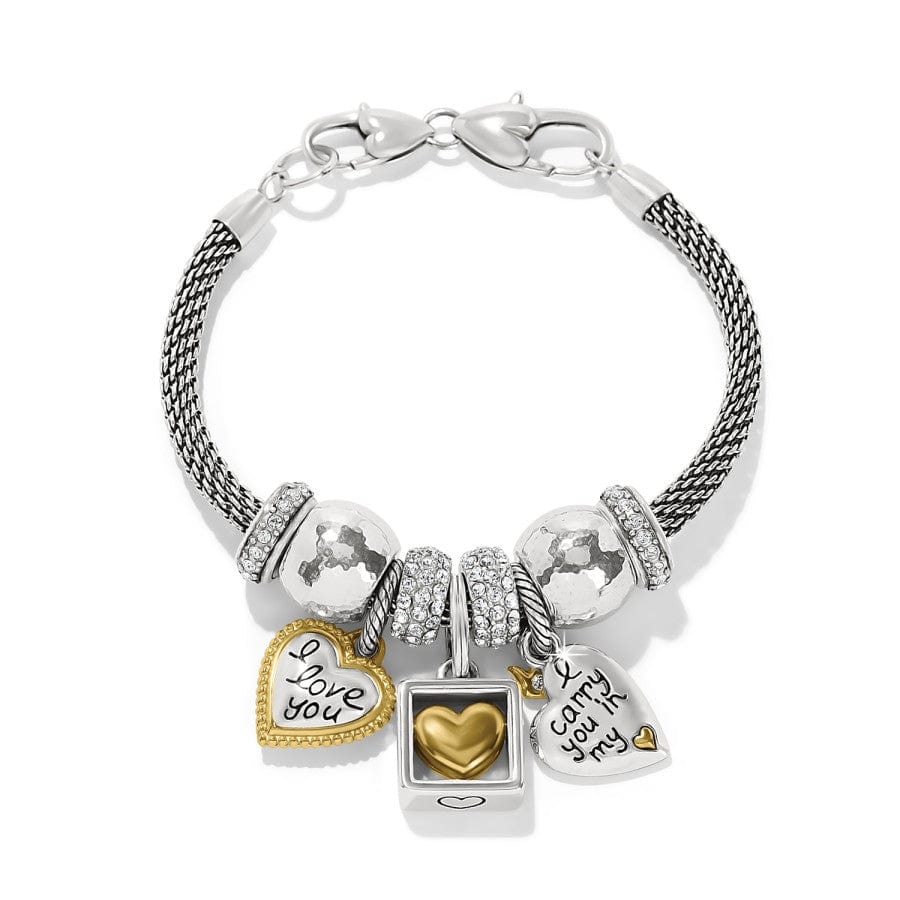 Pulsera con dije de corazón de metales mixtos