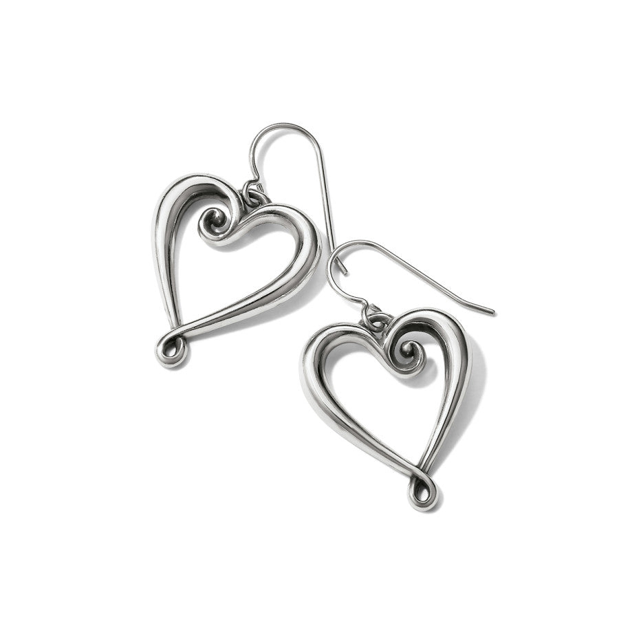 Pendientes de gancho francés con forma de corazón caprichoso