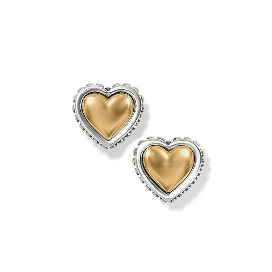 Pendientes de poste pequeños con forma de corazón bicolor, de Pretty Tough Petite.