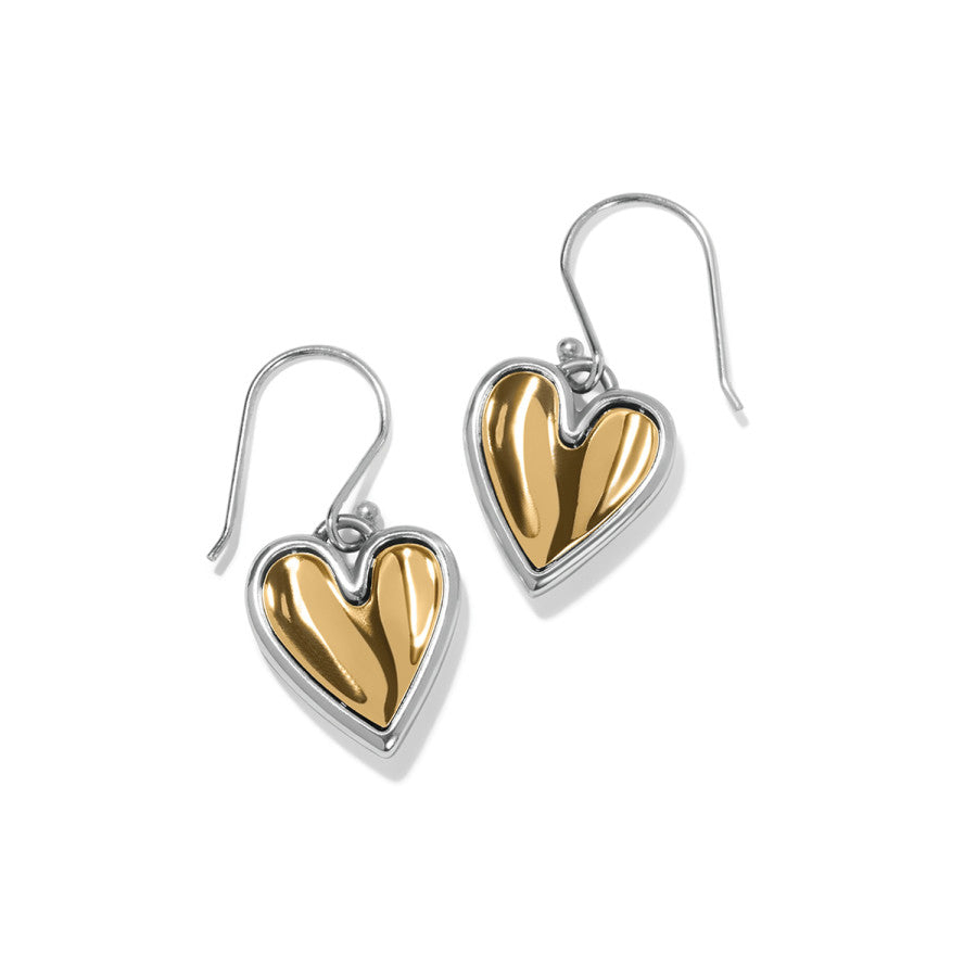 Pendientes reversibles de gancho francés con diseño de corazón en cascada