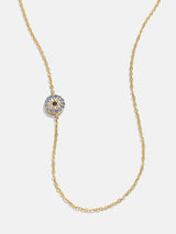 Collar asimétrico de oro de 18 quilates con ojo turco