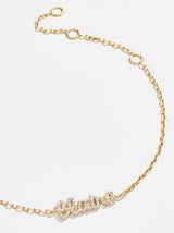 Pulsera con placa de nombre personalizada en oro pavé de 18 quilates