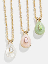 Collar con piedra natal en forma de lágrima y piedras semipreciosas