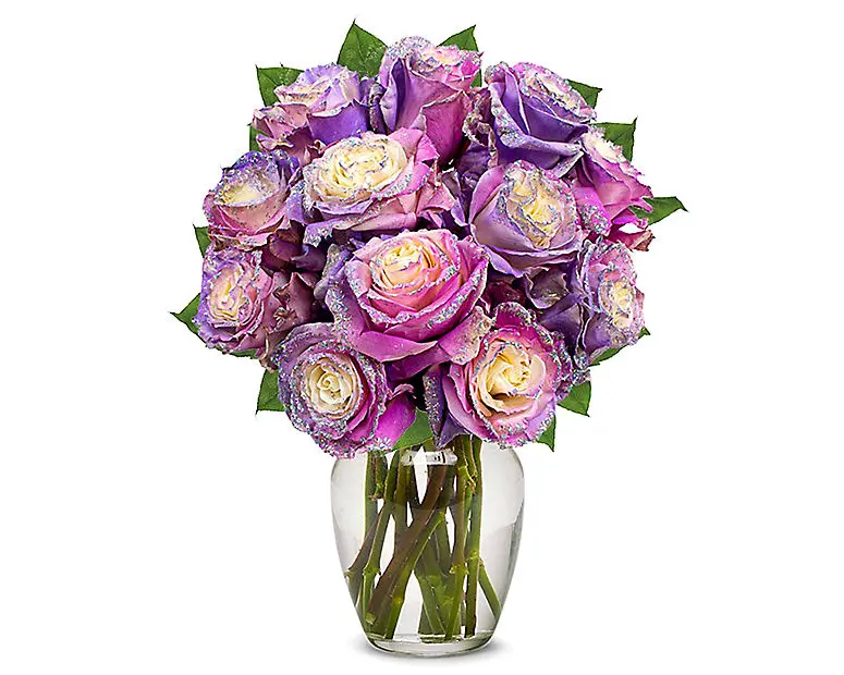 Rosas con purpurina pastel morada