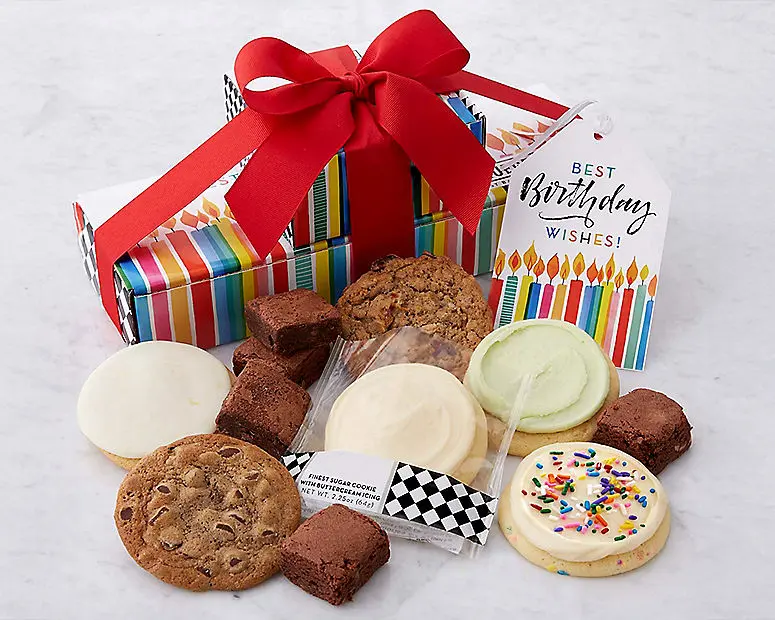 Paquete de regalos de cumpleaños: galletas y brownies