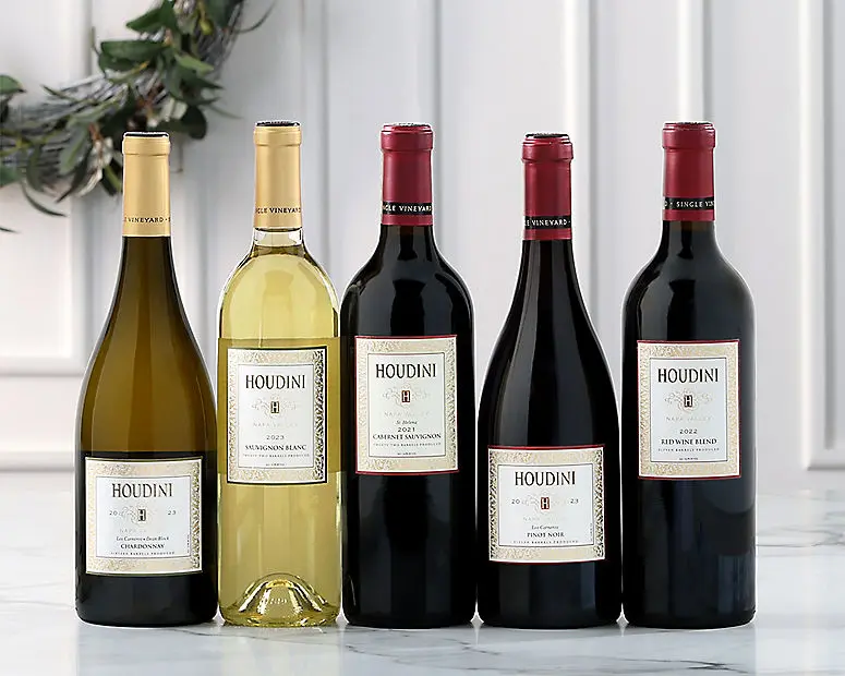 Colección de vinos tintos y blancos Houdini Napa Valley