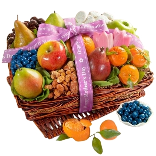 Canasta de frutas y golosinas para el día de la madre