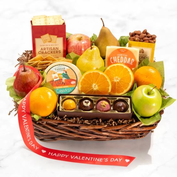 Cesta de frutas de lujo para el día de San Valentín