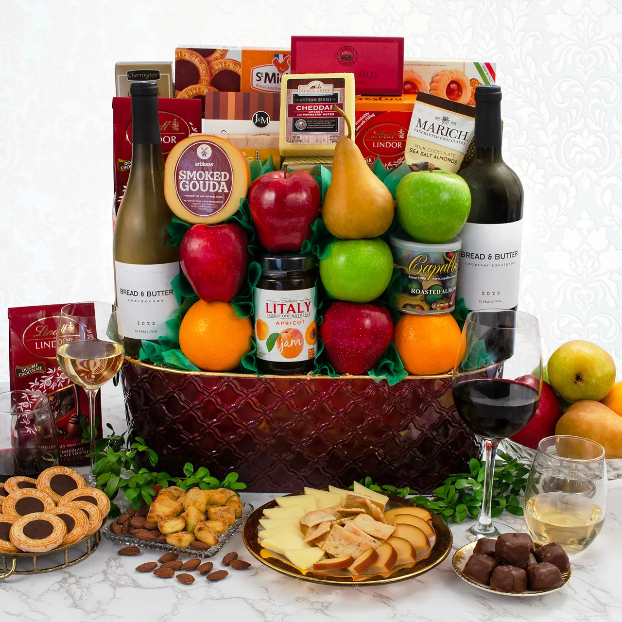 Cesta de regalo de fruta y vino de Trafalgar Square