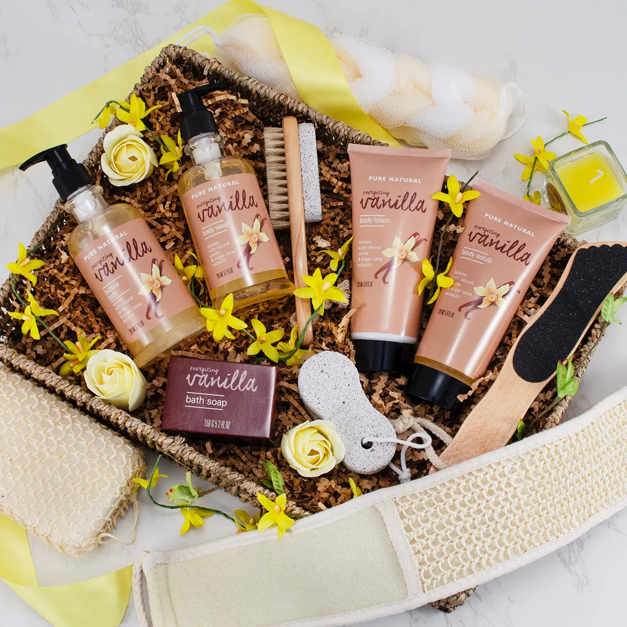 Cesta de regalo con tratamiento de spa sin estrés