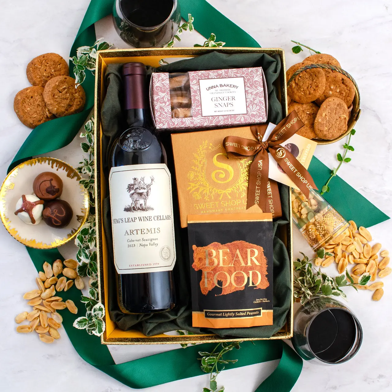 Cesta de regalo Stag's Leap Artemis Cab Sauvignon y trufas