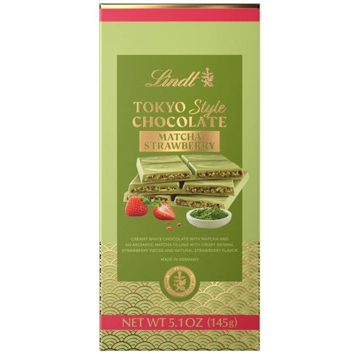 Tableta de chocolate blanco con matcha y fresa Lindt estilo Tokio (145 g)