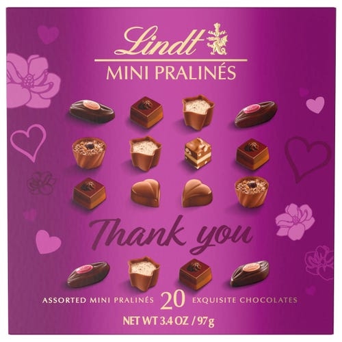 Mini bombones de chocolate en caja de agradecimiento (20 unidades, 3,4 oz)