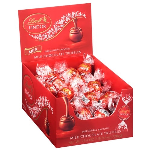 Caja de trufas de chocolate con leche LINDOR (60 piezas, 25,4 oz)