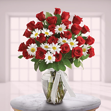 Roses and Margaritas (12 Red Roses+ 10 White Margaritas)