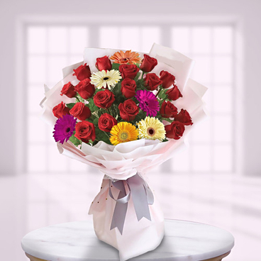 Language of the Heart (12 Red Roses + 4 Gerberas)