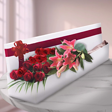 Thinking of you (12 Roses + 3 Lilies)