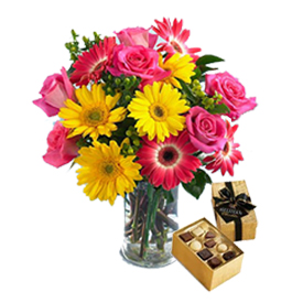Te amo (9 Gerberas + 12 Rosas + Chocolates)
