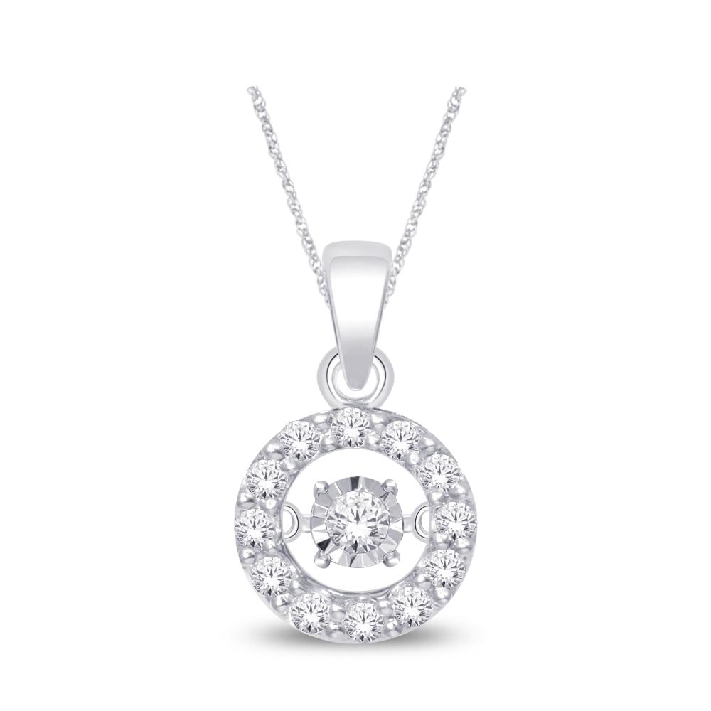 Colgante de moda con diamante móvil de 1/10 quilates en oro blanco de 10 quilates