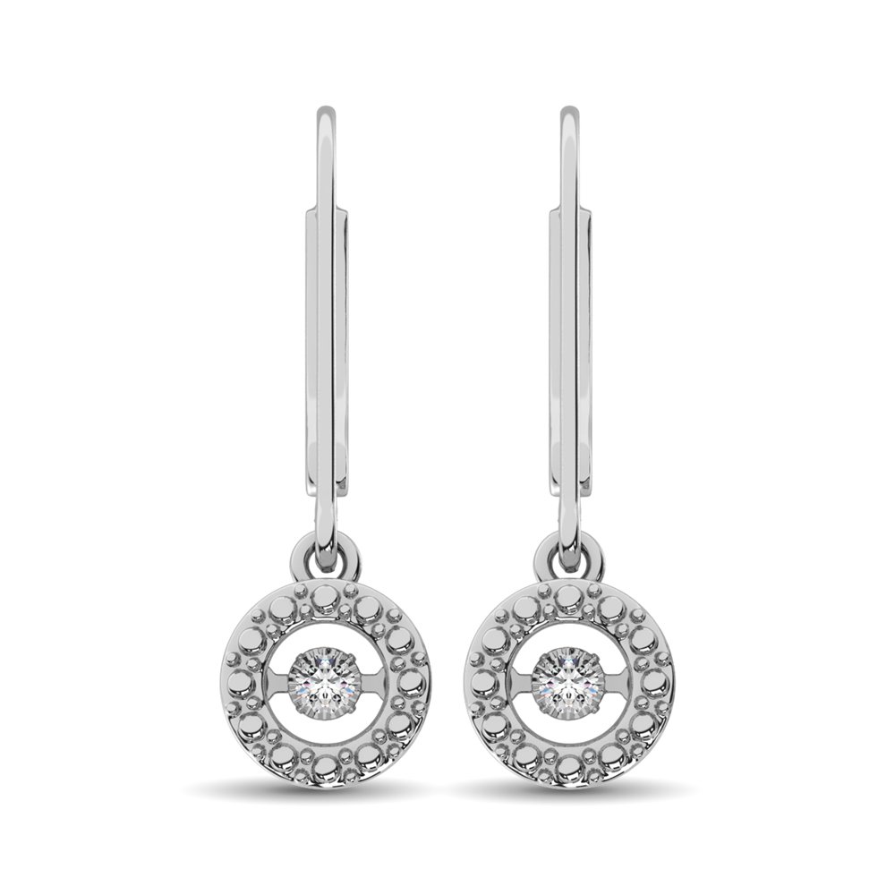 Plata de ley 0.05 Ct.Tw. Pendiente colgante de diamante en movimiento