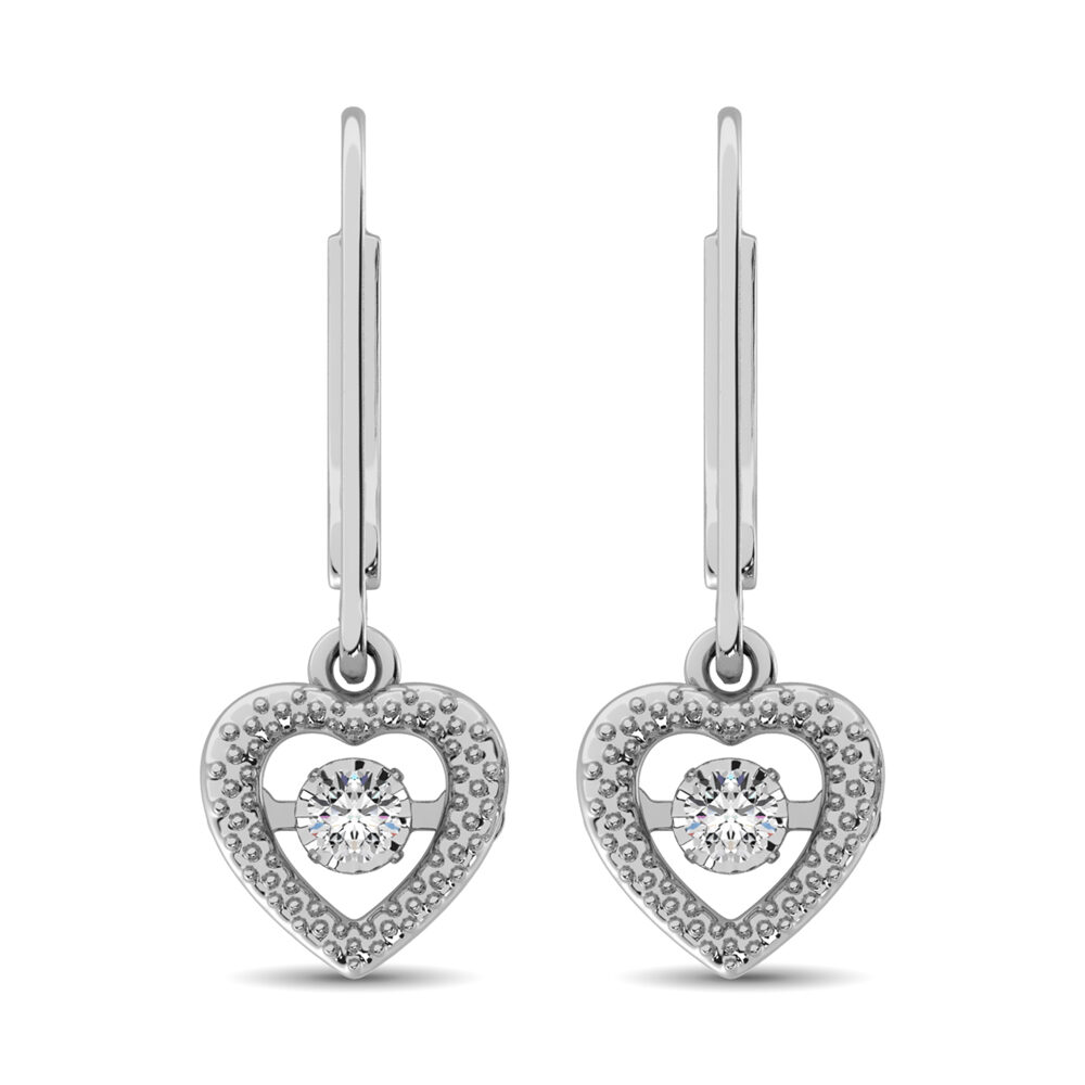 Plata de ley 0.05 Ct.Tw. Pendiente colgante de diamante en movimiento