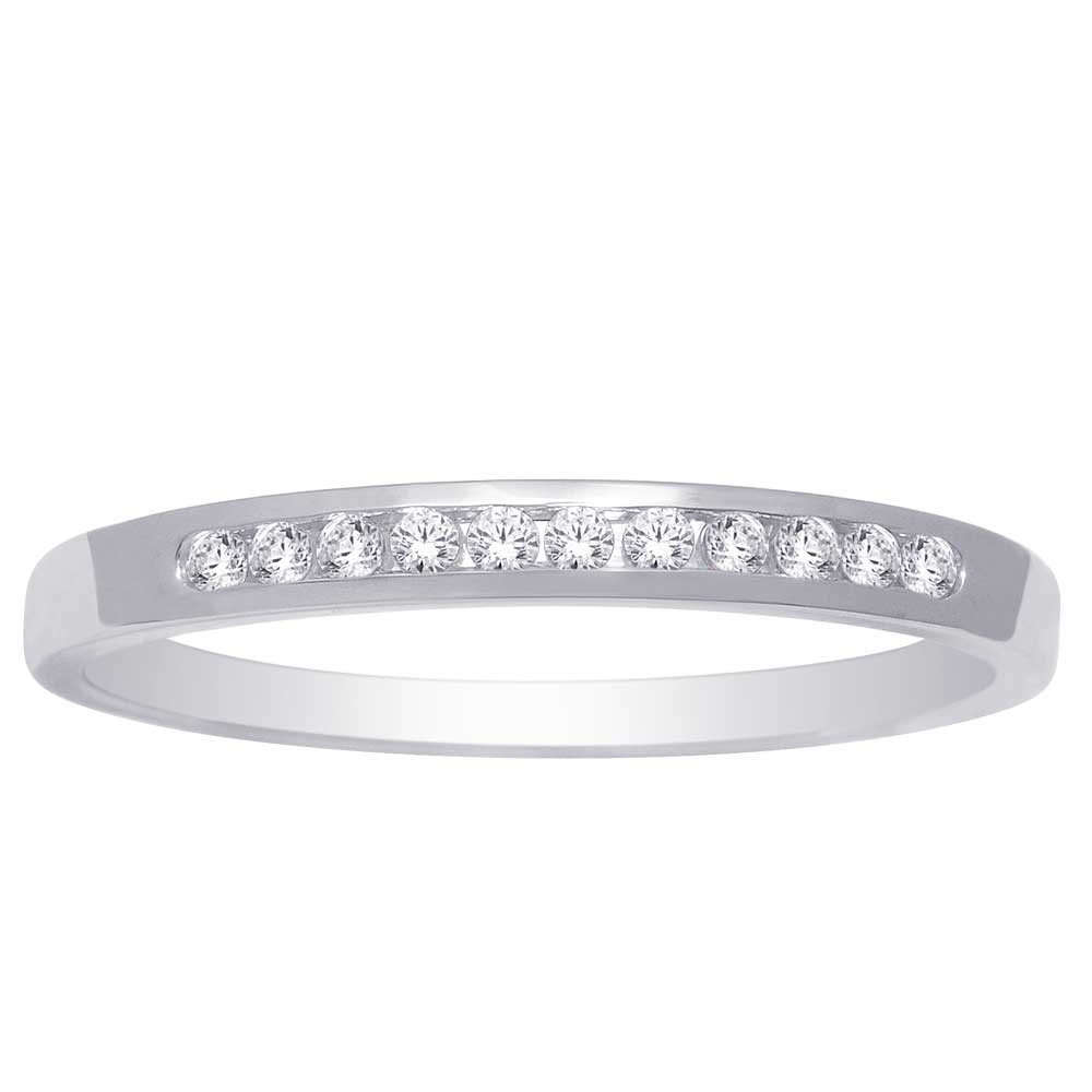 14K oro blanco 0.1 ct diamante banda de la máquina de damas