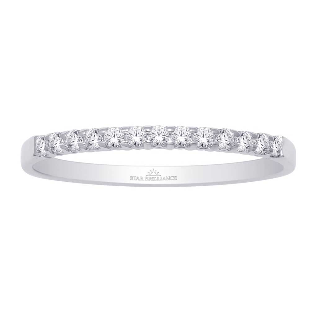 14K oro blanco 0.1 ct diamante banda de la máquina de damas