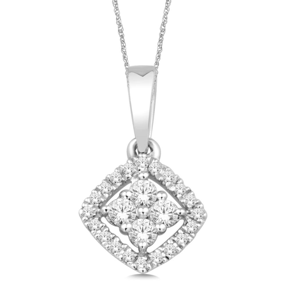 Colgante de moda de oro blanco de 14 quilates con diamante de 1/10 ct.