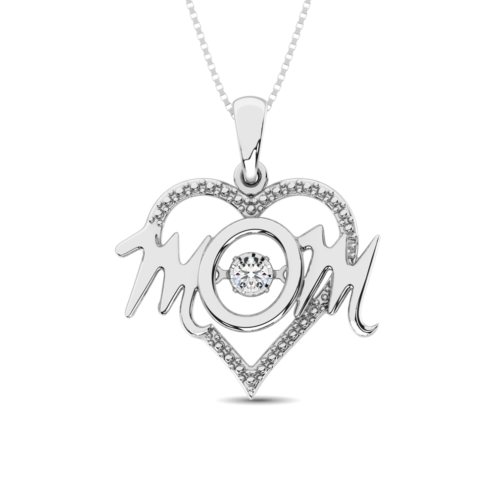 Plata de ley 0.05 Ct.Tw. Mamá colgante de diamante en movimiento