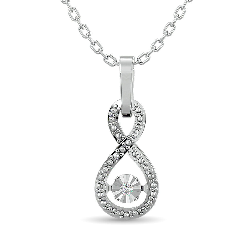 Colgante infinito brillante con diamantes de 1/50 ct en plata de ley.