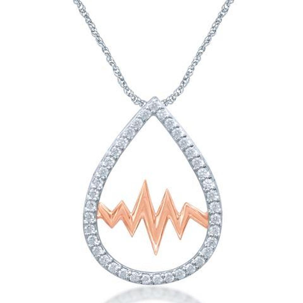Colgante de plata de ley con diamantes móviles de 1/5 quilates (latidos de corazón).