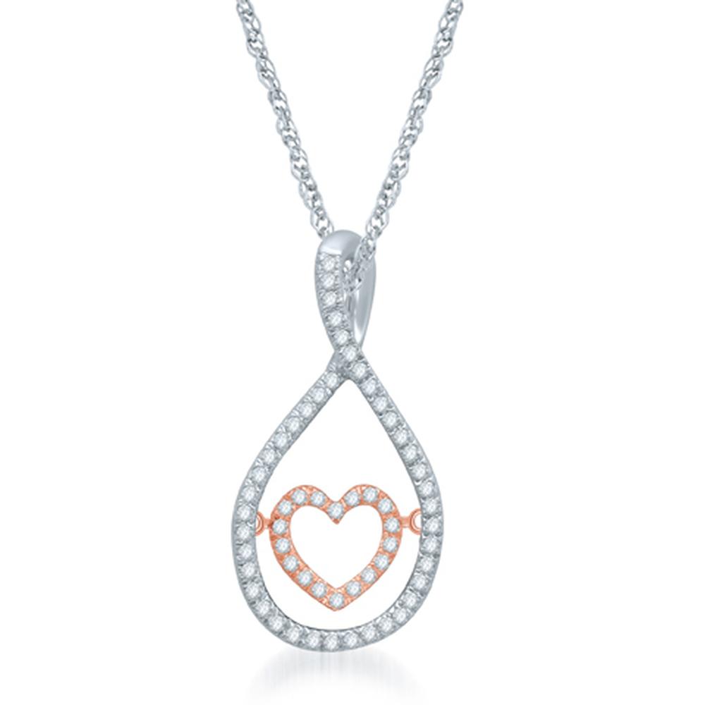 Colgante de plata de ley de 1/6 ct. con forma de corazón brillante.