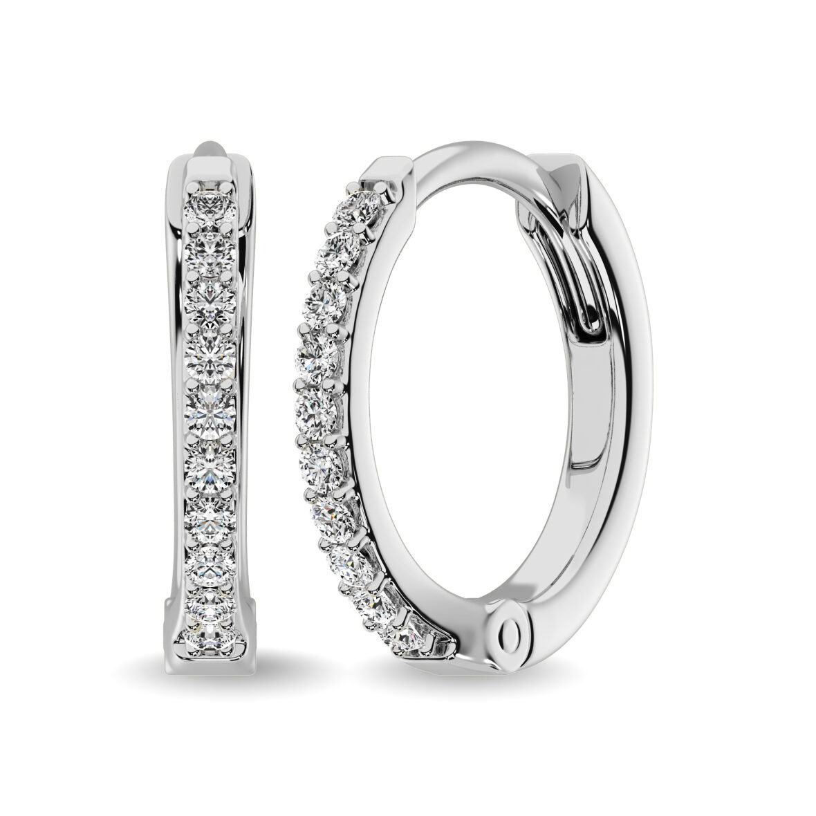 Pendientes de aro de oro blanco de 10 quilates con diamantes de 1/10 quilates (diferentes estilos)