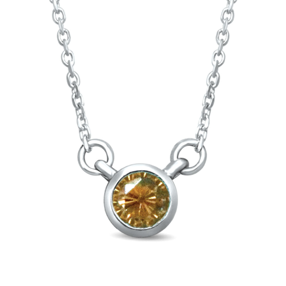 Collar de oro blanco de 10 quilates con diamantes y citrino de 1/10 quilates