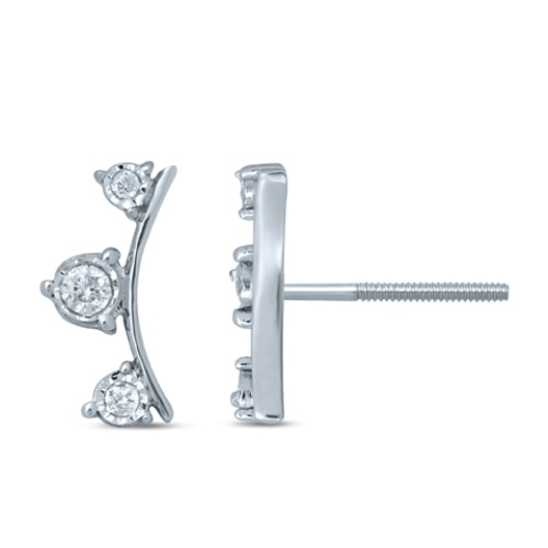 Pendientes de moda de oro blanco de 10 quilates con diamantes de 1/8 quilates.