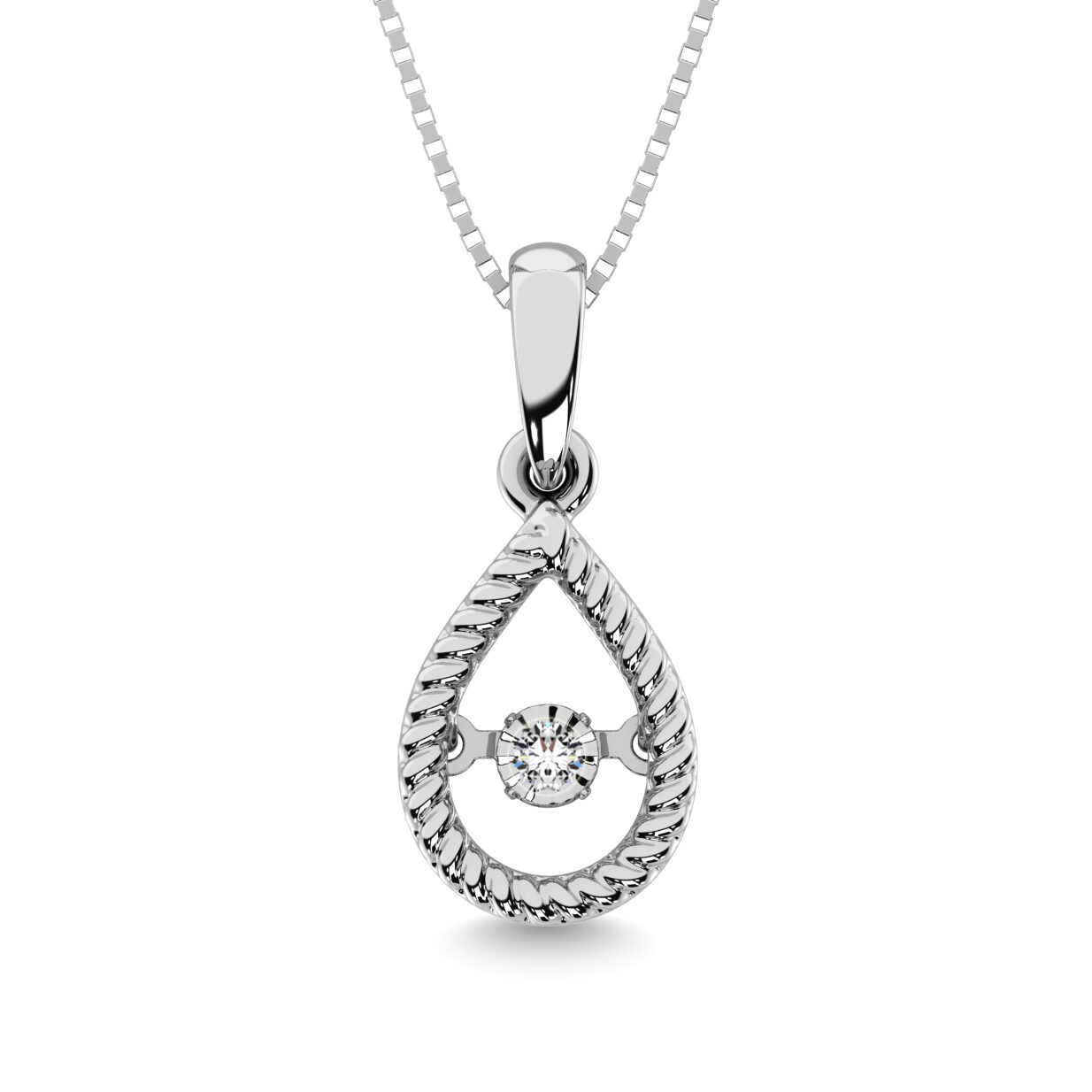 Colgante en forma de pera con detalles de diamantes móviles de plata de ley