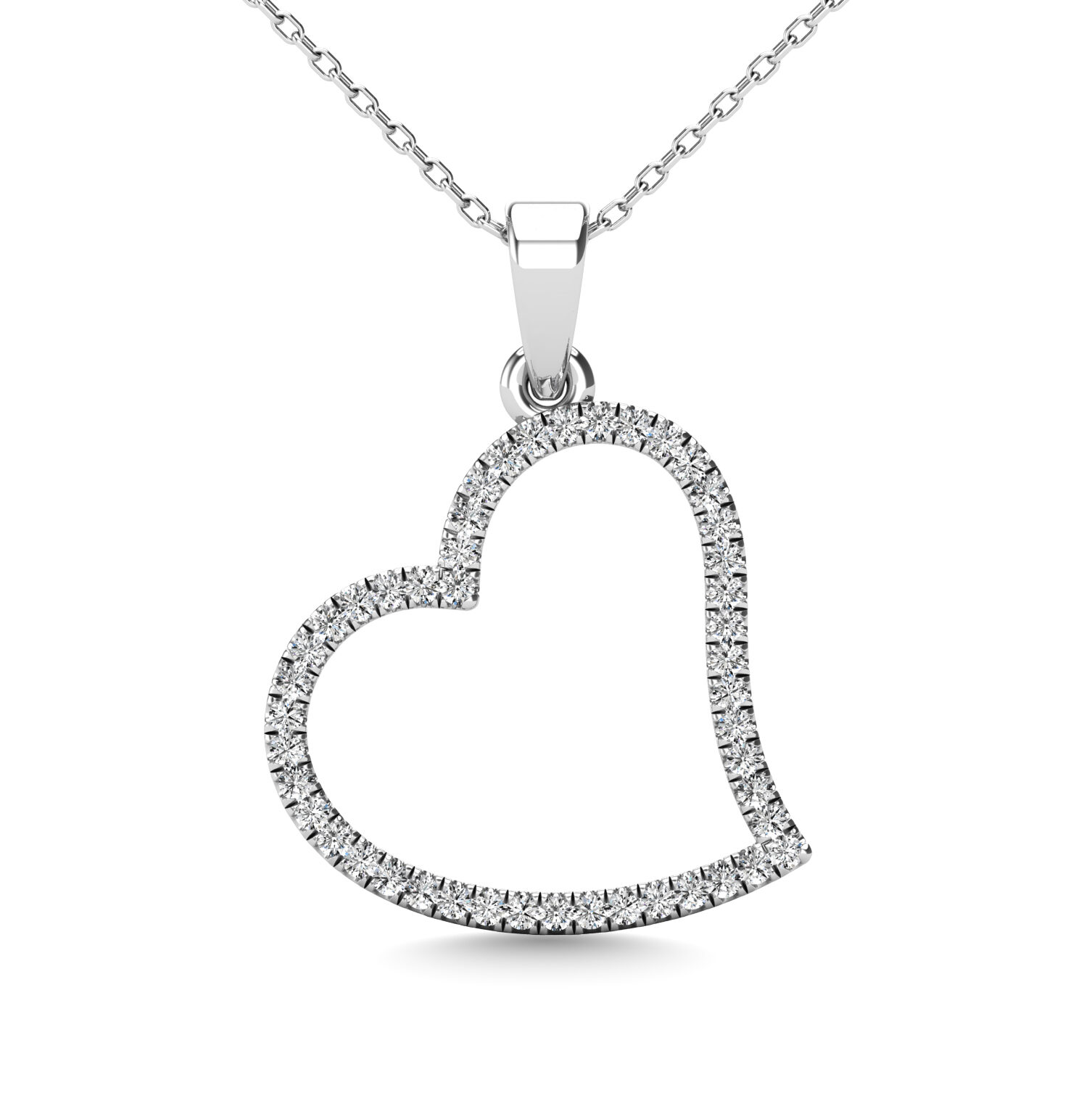 Colgante de corazón de oro blanco de 10Q 0.167 ctw con diamante