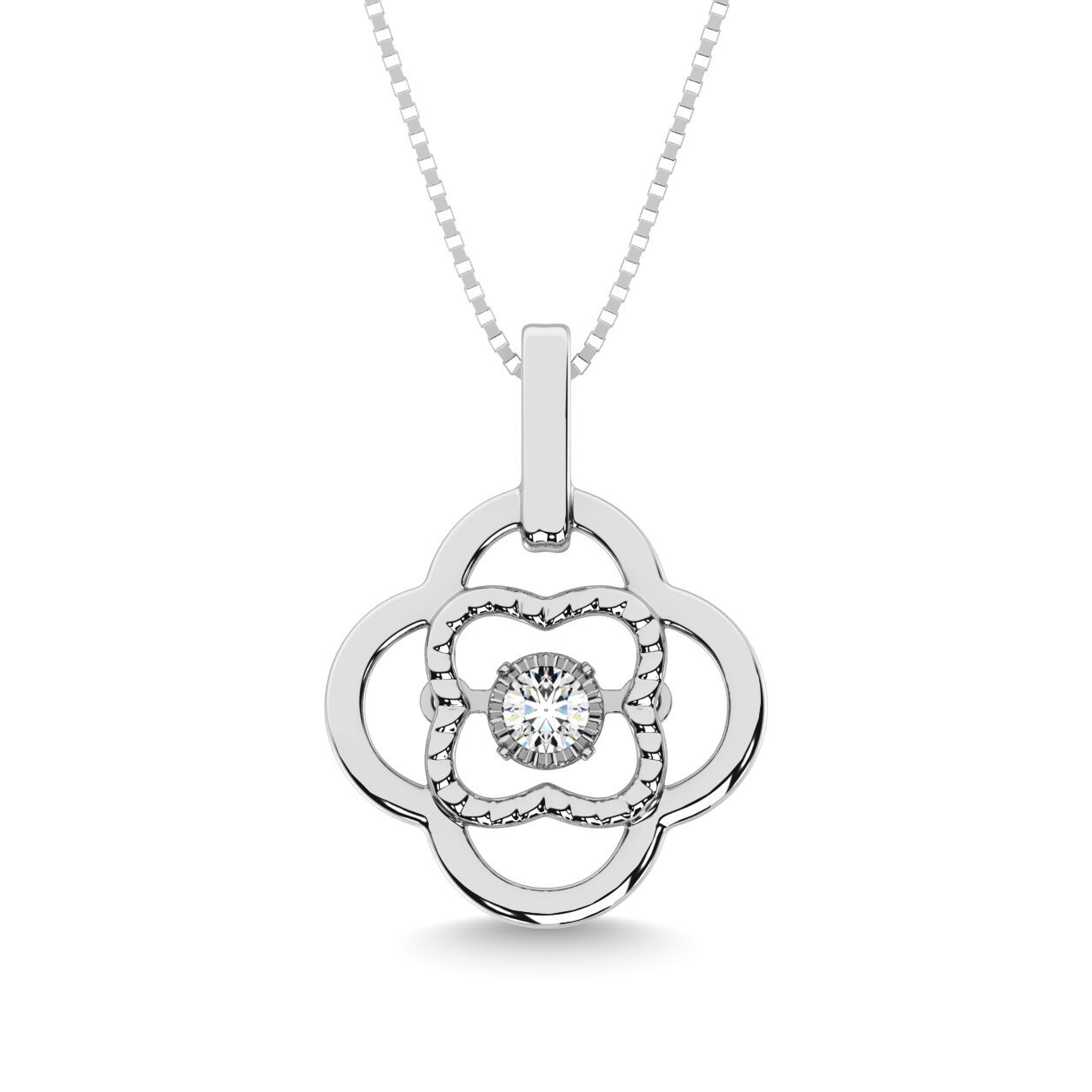 Colgante de diamante en movimiento de plata esterlina de 0,05 Ctw