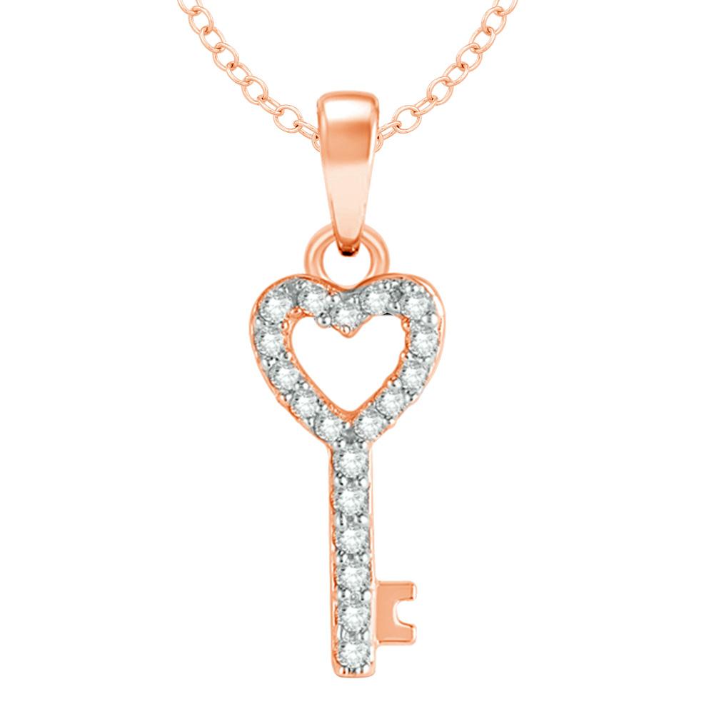 Colgante de doble corazón en oro rosa de 10 quilates con diamantes de 1/10 quilates