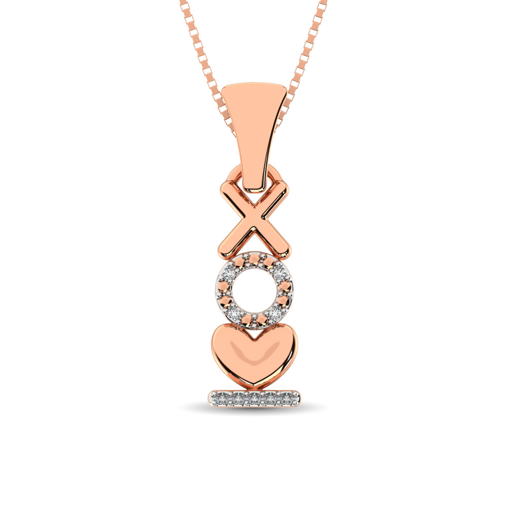 Colgante de moda de oro blanco de 10 quilates con detalles de diamantes