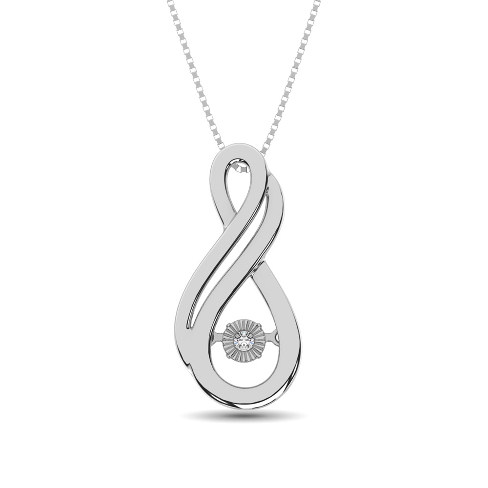 Colgante infinito de plata de ley con detalles de diamantes móviles