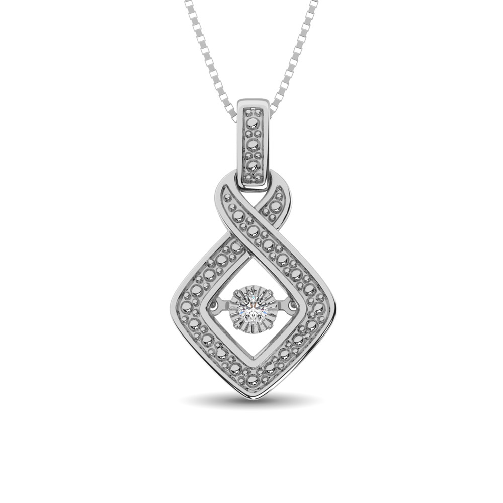 Colgante de moda de plata de ley con detalles de diamantes móviles