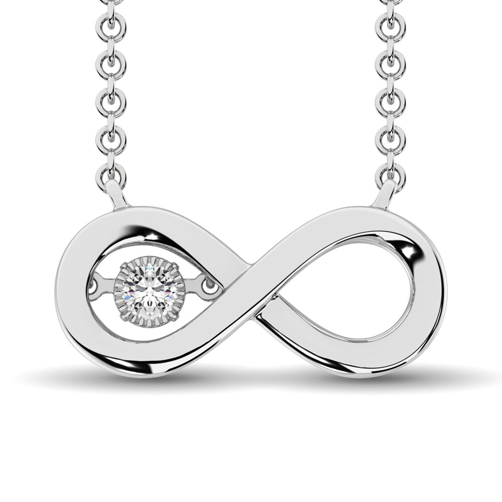 Colgante infinito de plata de ley con detalles de diamantes (vertical)